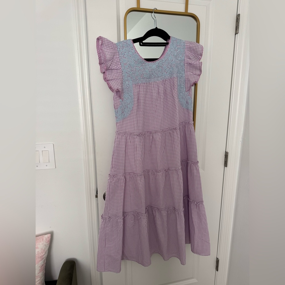 J Marie Flutter Sleeve Embroidered Dress